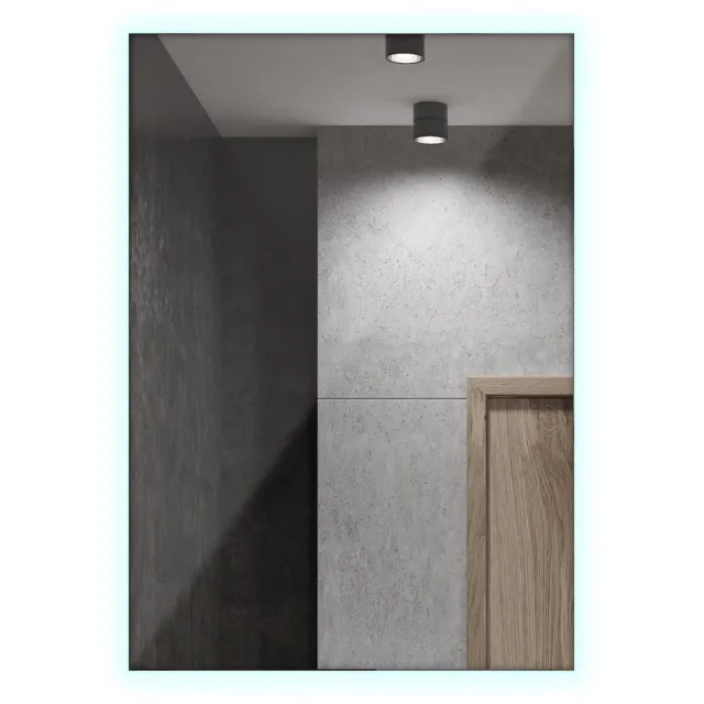 TULUP Spiegel – Rechthoekige Wandspiegel – 70 cm x 50 cm – Spiegel Zonder Lijst – Slaapkamer Spiegel – Industriële Wandspiegel – 6000K (Koud Licht)
