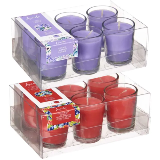 Arte r Arte regal geurkaarsen set - 6x rood fruit - 6x lavendel - in glas - 8 branduren
