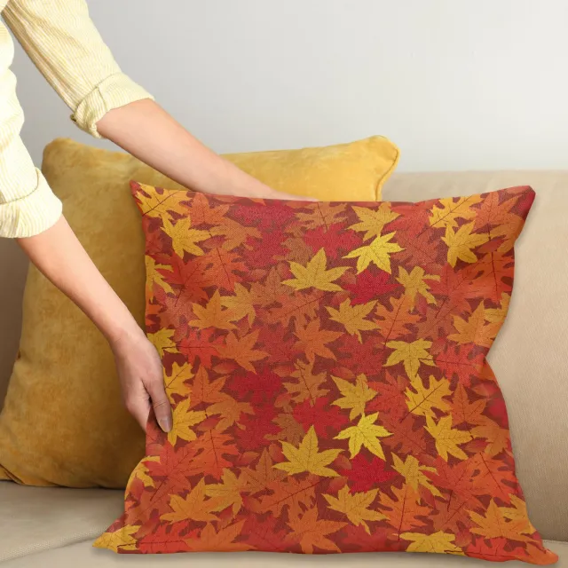 ABAKUHAUS Oranje Kussenhoes, Natuur Designs, Water- en Vuilafstotend, Wasbaar, Dubbelzijdige Print met Ritssluiting, 60 x 60 cm, Gebrand Oranje