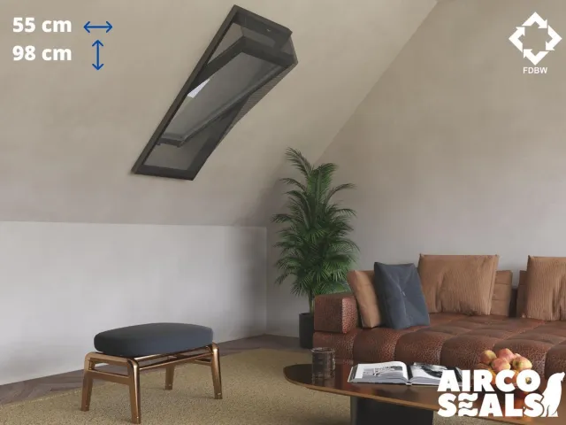 FDBW Insecten Hor Dakraam – 55 x 98 cm – Hor Geschikt voor Velux CK04 | Fakro/Optilight 02 | LuXtra C4A - Insect Raamhor - Vliegenhor – Velux Tuimelvenster Oplossing Zwart 55 x 98