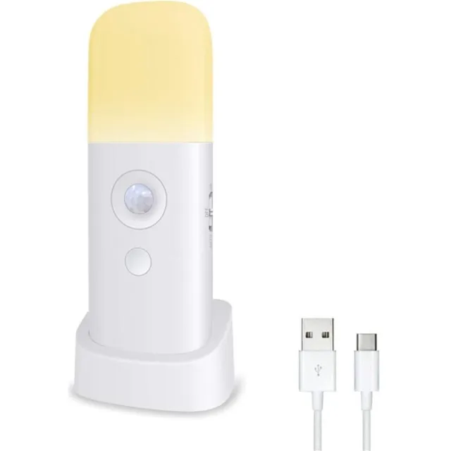 QTTVBTNA Draadloos Nachtlampje met Bewegingssensor – Oplaadbaar via USB, 2000 mAh Batterij, voor Kast, Keuken, Trap en Slaapkamer (1 stuks) Wit