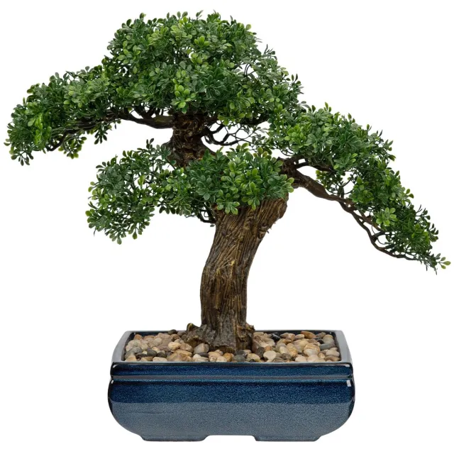 Ibenzoa Grote onderhoudsvriendelijke kunstbonsai van 41 cm met groene podocarpus in keramische pot voor decoratie