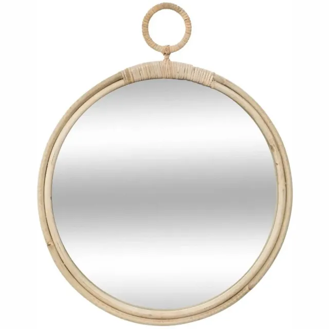 Atmosphera Wandspiegel - rond - D38 cm - rotan - beige - Bohemian stijl