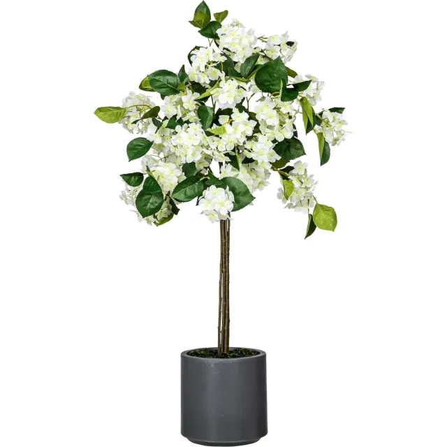 Kopu Kunstplant Hortensiastam 94cm - Met pot - grijs/wit Groen