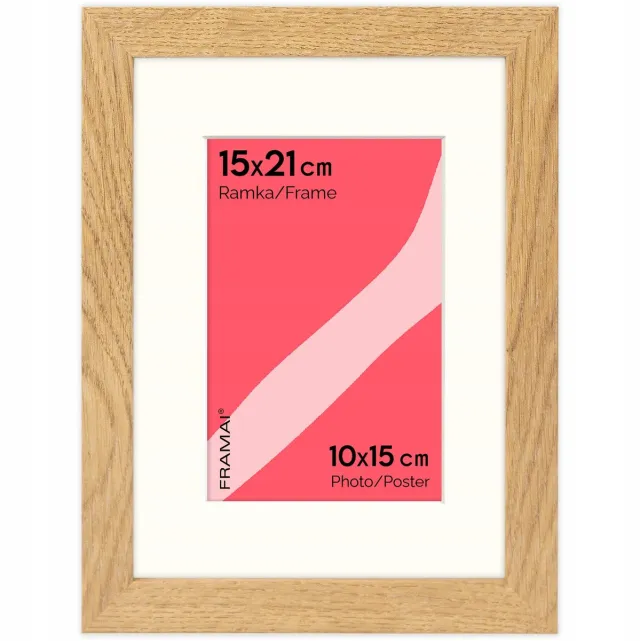 FRAMAI Houten fotolijst 15x21 cm met passe-partout 10x15 cm Eiken