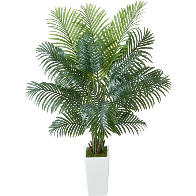 Vevor Kunstmatige Areca Palm 1,8m Kunstpalm met Witte Pot Kunstplant groen