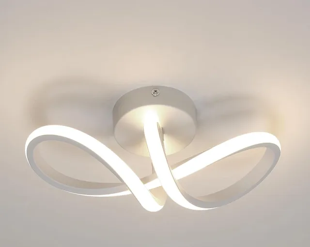 Haobosic Moderne LED-plafondlamp, 20W gebogen 8-vormige LED-plafondlamp, 4500K LED-plafondkroonluchter voor slaapkamer, woonkamer en eetkamer (neutraal licht) wit