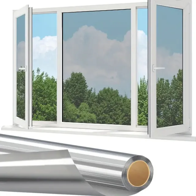 Dutchers Zonwerende Raamfolie - * - 90x500cm - Spiegelend - Warmte werend - Zelfklevend - Privacy overdag - Spiegeleffect - Anti inkijk - Statisch hechtend - Weerkaatst UV & warmtestraling - Zilver - Ideaal voor ramen, kantoren & woningen