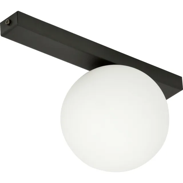 Emibig Aalborg plafondlamp zwart met witte bol E14 - Perfecte verlichting voor elke ruimte Zwartachtig