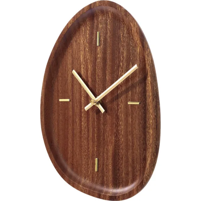 SensaHome Wandklok Prague - Japandi Stijl Design Klok - Assymetrische Organische vorm van Hout - Ø21cm - Bruin