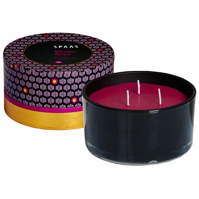Spaas Geurkaars 3 - wiek Cadeaupakket - Winter Glow - circa 28u - 2 kaarsen Fuchsia