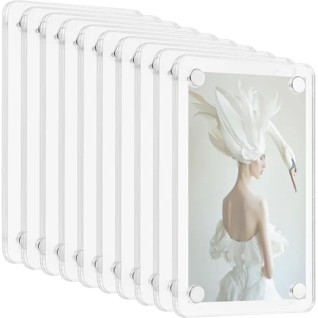 carmdering Acryl Magnetische Bilderrahmen - Polaroid Kühlschrank Magnetrahmen - Doppelseitiger Fotorahmen - Tweezijdige Weergave - Sterke Magneten - Transparant Acryl - Hoge Helderheid - Veelzijdig Gebruik - 10Stuks Wit
