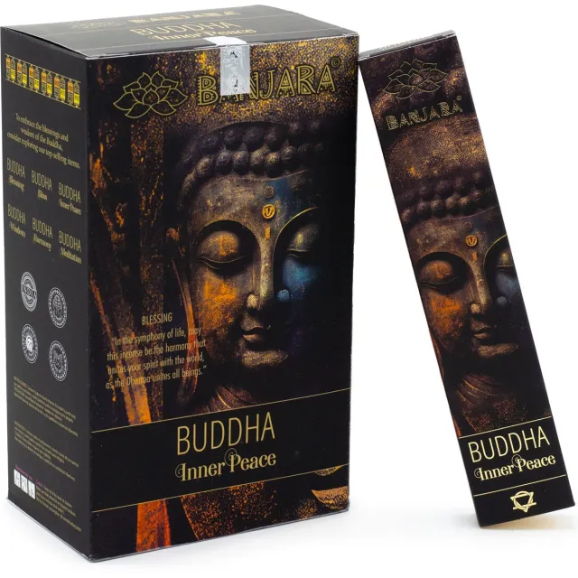 Banjara buddha - inner peace wierook - kamille - lavendel - wierook - geurstokjes - doos 12 stuks Buddha Inner Peace