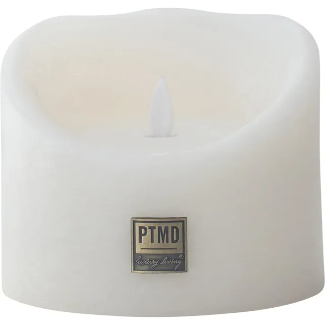 PTMD LED Kaars rustiek wit 12,5 x 12,5 x 10 cm. - LED Light Candle rustic white moveable flame