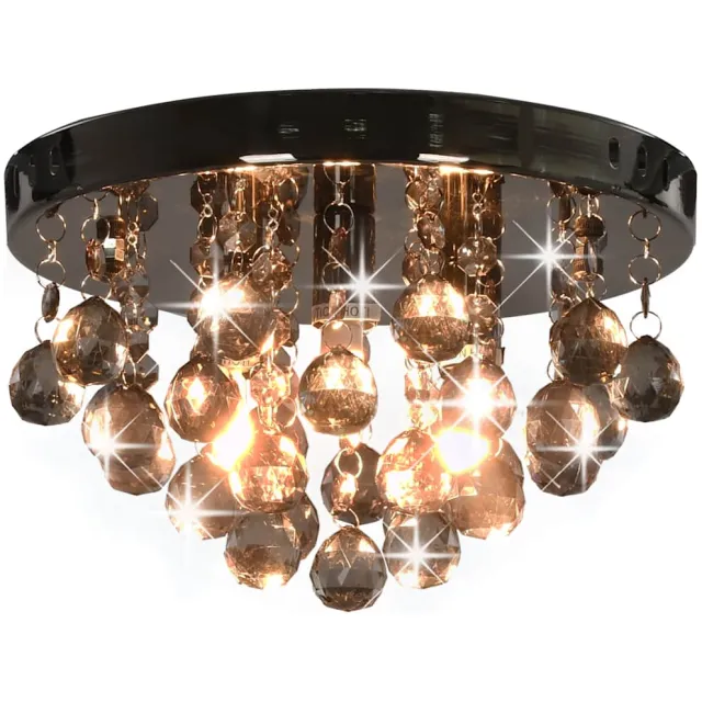 vidaXL Plafondlamp met smoky kralen rond G9 zwart