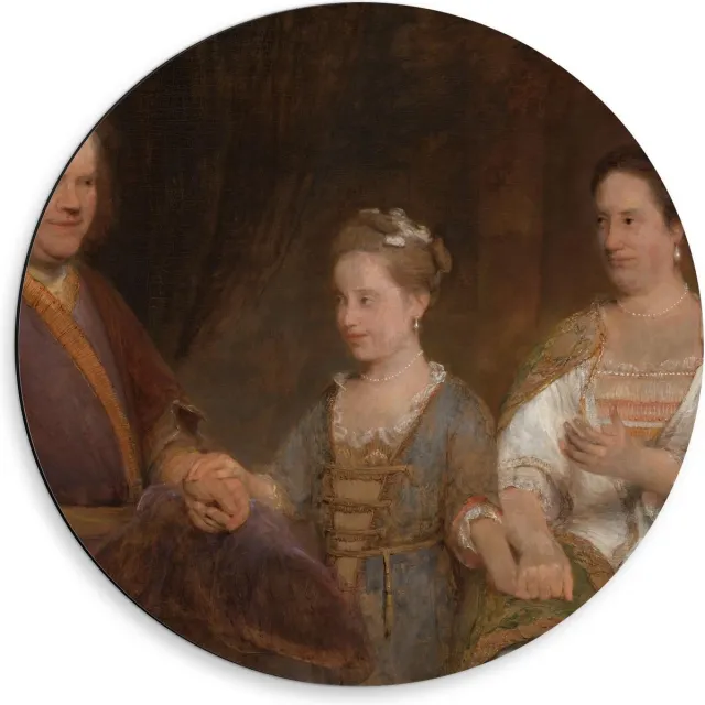 KuijsFotoprint Dibond Wandcirkel - Oude Meesters - H. Boerhaave met M. Drolenvaux dochter, Aert de Gelder - 50x50cm Foto op Aluminium Wandcirkel (met ophangsysteem) Bruin