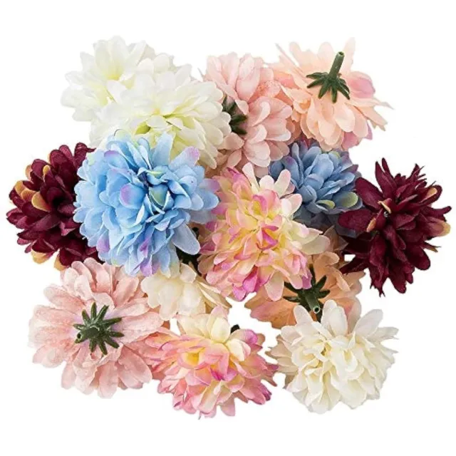 Famanu Decoratieve bloemen - kunstbloemen - verschillende soorten - ca. diameter 4 - 5 cm (dahlia - pastel - 20 g)