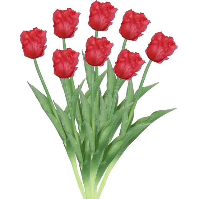Countryfield Kunstbloemen boeket tulp Parkiet - 8x - rood - real touch - levensecht - 40 cm