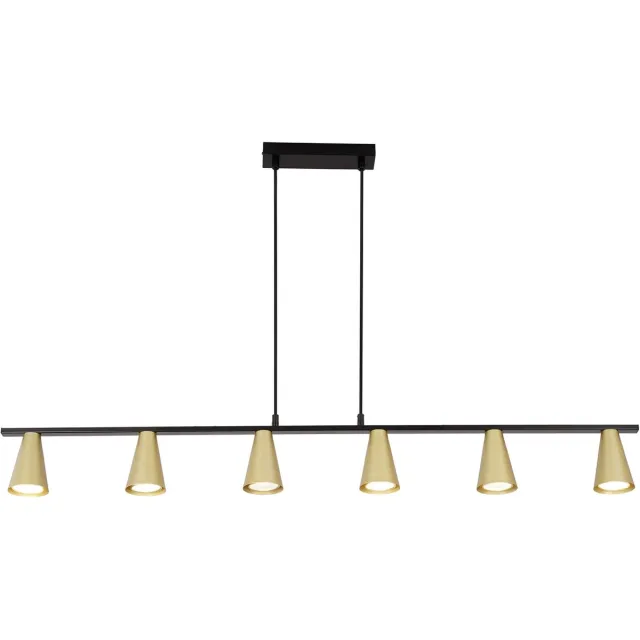 Glitzerlife Hanglampen - Moderne industriële hanglamp - eetkamer hanglamp GU10 - 6xGU10 - verstelbaar - metaal - Ø110cm - zwart goud - hanglampen eetkamer industrieel woonkamer Goudkleurig_110cm