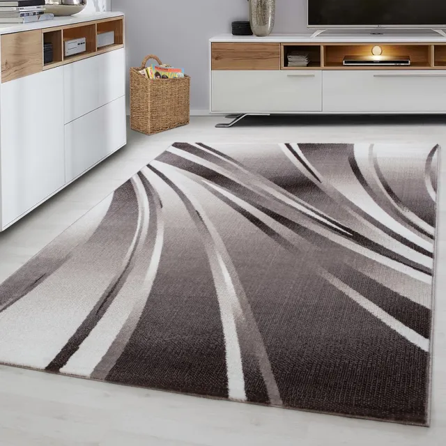 flycarpets Jaden Modern Vloerkleed - Bruin / Creme - 80x300 cm - Laagpolig Tapijt Loper