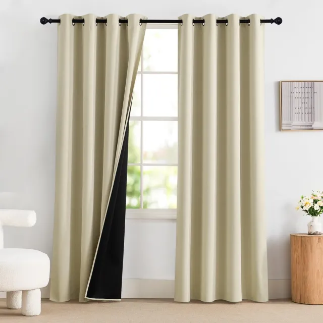 Ibenzoa Beige Verduisteringsgordijnen Set van 2 met Inslagringen voor Woonkamer en Slaapkamer lichtbeige
