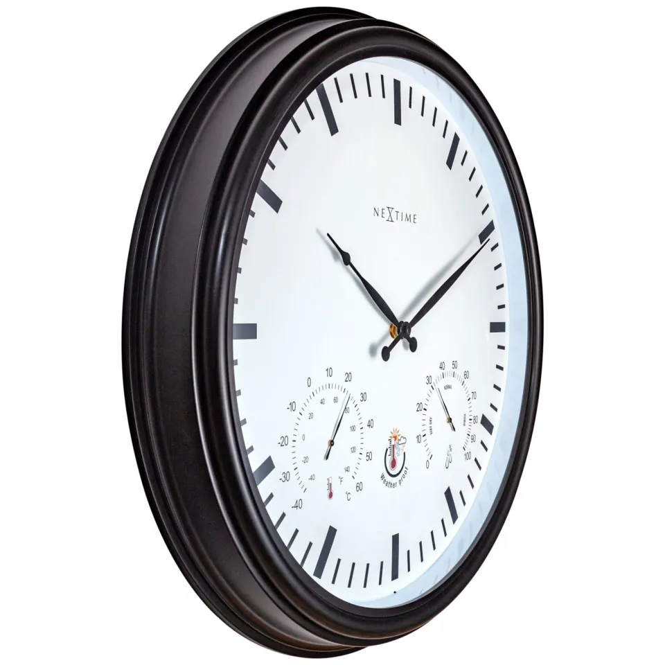 NeXtime Weerstation - Wandklok - Weerbestendig - 50,5 cm en Zonnebloem zwart, foto 2