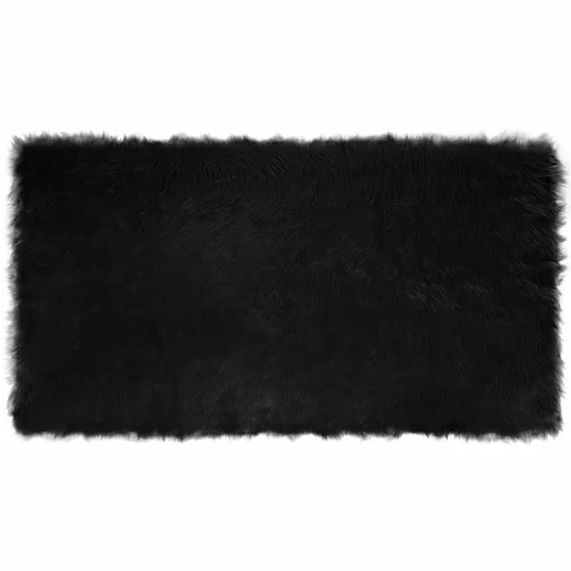 vidaXL Tapijt - van - imitatie - schapenvacht - TAFALLA - Zwart - 60 - x - 110 - cm