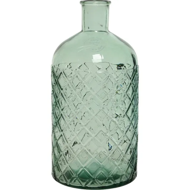 Decoris vaas/bloemenvaas gerecycled glas - D14 x H28 cm - lichtgroen
