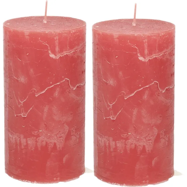 Atmosphera Stompkaars/cilinderkaars - 2x - rood - 7 x 13 cm - rustiek model