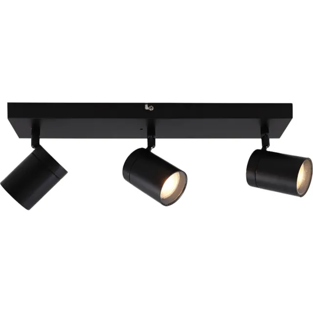 Olucia CIARA - Plafondlamp - Zwart - 3L - Geschikt voor Badkamer - Vorm: Rechthoek