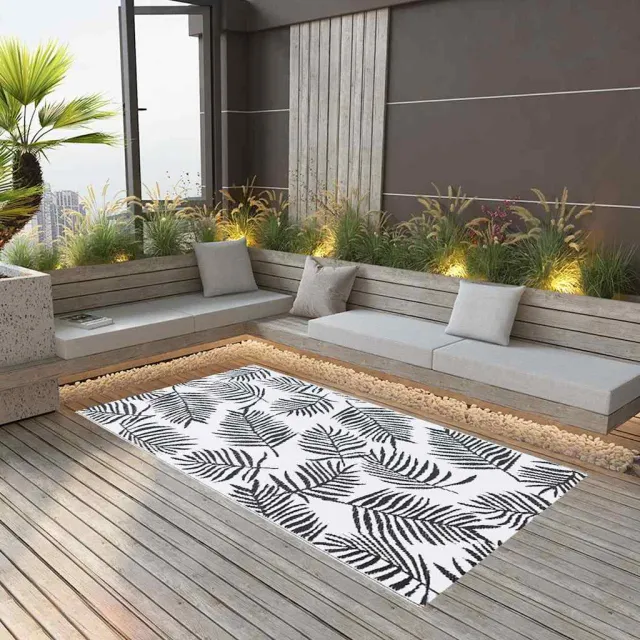 vidaXL Buitenkleed ARAKIL 160x230 cm PP wit en zwart, foto 2