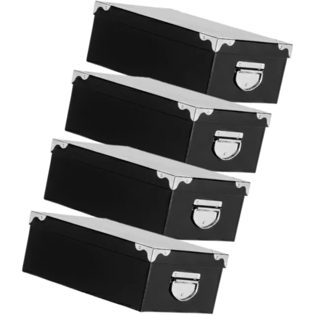 5Five® 5Five Spullen Opbergdoos box - 4x - zwart - 28 x 20 x 11 cm - Karton - Diverse toepassingen - Opslagbox