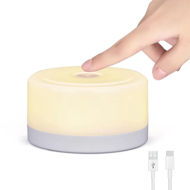 longziming Nachtlampje - Tafellamp - Touch lamp - 1 stuk - Draadloos - Oplaadbaar via Type-C - 500mAh - Oneindig dimbaar - Met helderheidsgeheugen - Magnetisch - Warm zacht licht - Voor babykamer, slaapkamer en kamperen wit