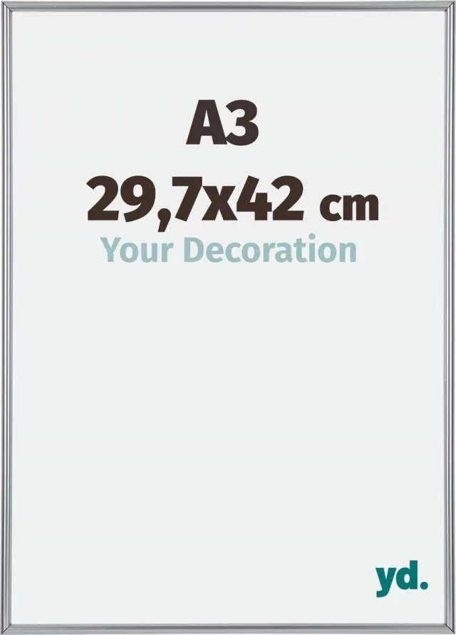 yd. Your Decoration - Fotolijst A3 29,7x42 cm - Kunststof - Zilver Hoogglans - Annecy