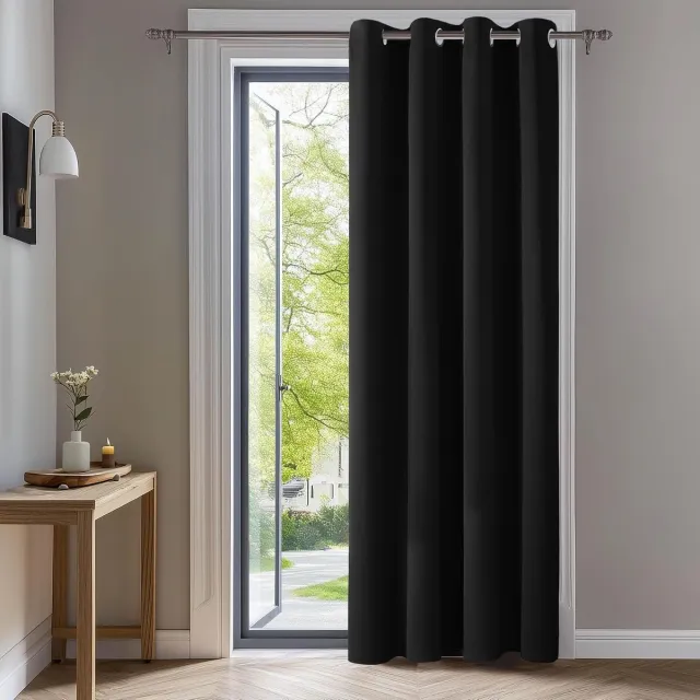 KZQ Verduisterend Gordijn Zwart 132x213 cm 1 Stuk Thermisch Isolerend en Geluidsreducerend Kant-en-klaar met Ringen Modern Design voor Slaapkamer en Woonkamer