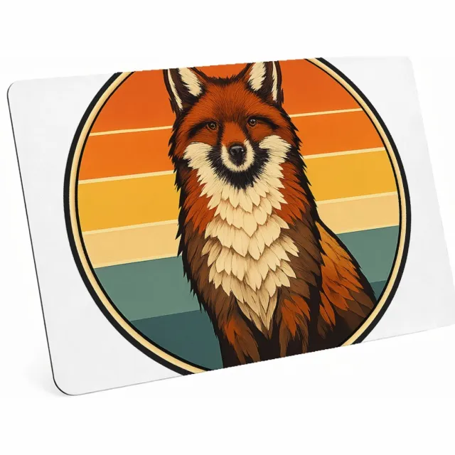 Mr Cadeautjes MDF magnetische fotolijst 28 x 19 - design Een trotse vos op een ronde achtergrond met zonsondergangban | cadeau Wit