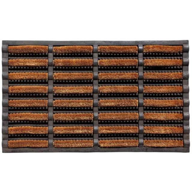 Zylo® Borstelmat voor Buiten - Voetenveger met Borstels - Deurmat - Antislip - Afwasbare Vuilvangmat met Waterafvoeropeningen - 45x75x5cm - Bruin