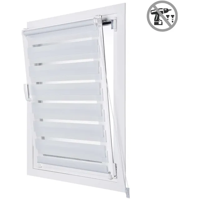 Storesdeco EasyFix Duo rolgrodijnen, rolgordijn zonder boren, Wit, 60x180 cm