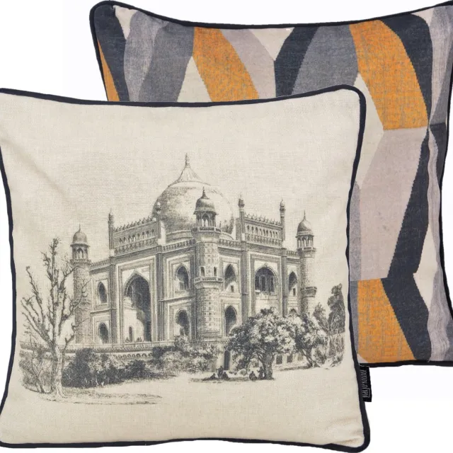 Gek op Kussens! Velvet Taj Mahal Kussenhoes | Fluweel / Polyester | 45 x 45 cm Creme/Zwart