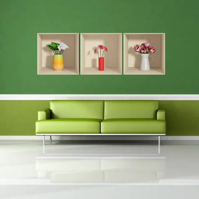 Ambiance Sticker 3D-bloemsticker, wit, rood en roze, 30 x 90 cm Multi color