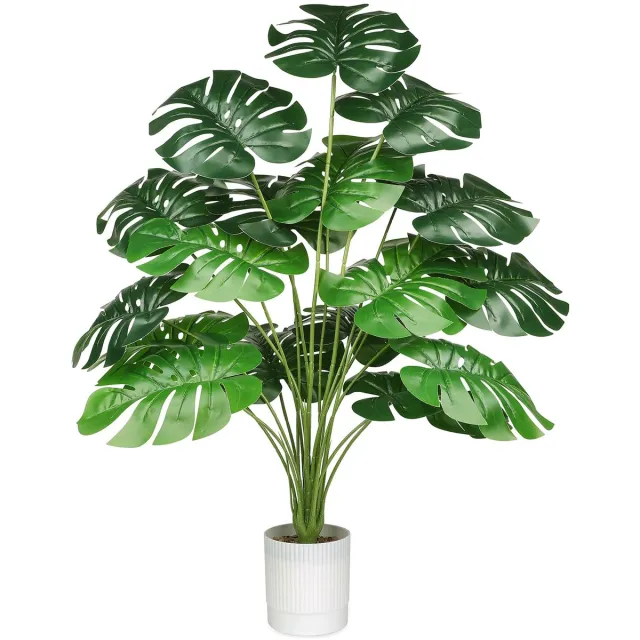 Unyqoos Decoratieve kunstplant palm van 75 cm voor binnen en buiten gebruik Groen