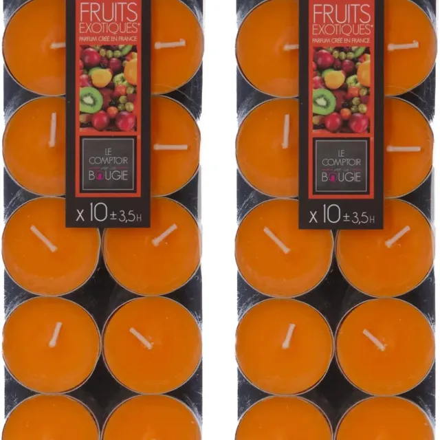 Atmosphera Geurtheelichtjes - 20x stuks - Exotisch Fruit geur - was/paraffine - 3,5 branduur Oranje