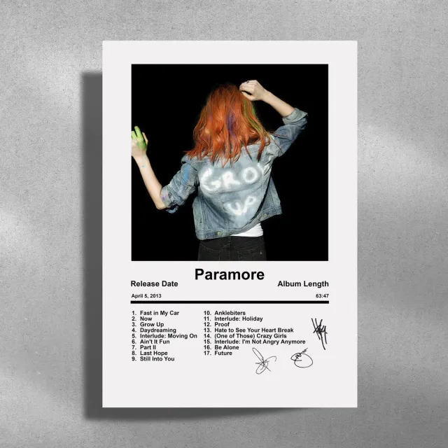 Luxe poster Paramore - Metalen Poster 30x40cm - Album cover zwart
