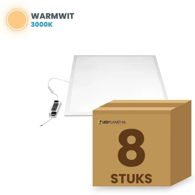 Tsong LED paneel 60x60 8 stuks - 36W - 3780 Lumen - UGR Warmwit 3000K
