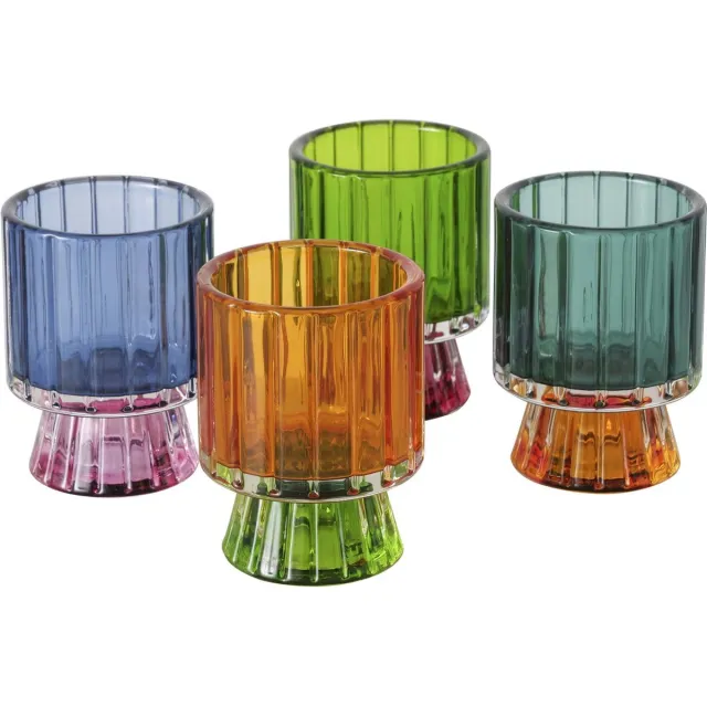 Boltze Home Theelichthouder 'Glance' Glas gelakt dia6x7,5cm 4 assorti veel gekleurd multi