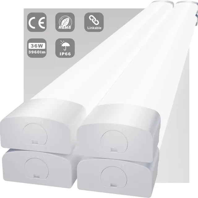 MODLICHT 4PCS LED Batten 120 cm 36W 5000K 4000LM - Daglicht wit - LED TL Armatuur - Voor werkplaats, schuur en als onderbouwverlichting
