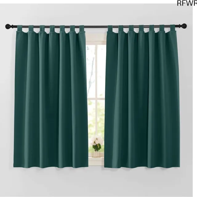 RFWR Verduisterende Gordijnen met Lussen – Thermisch Isolerende Gordijnen voor Woonkamer en Slaapkamer 140x137cm – 2 Stuks Donkergroen