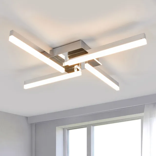 Lindby Plafondlamp badkamer - 4lichts - Acryl, metaal - H: 7.4 cm - wit, chroom - Inclusief lichtbronnen