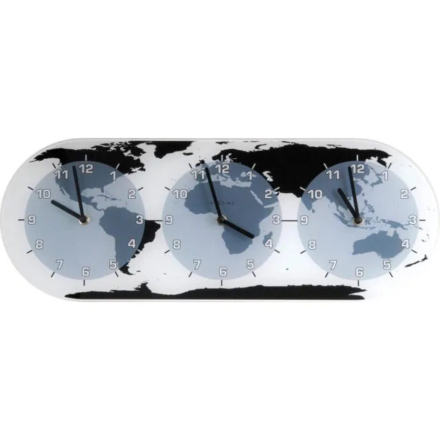NeXtime Mondial – Wandklok – 50 × 18.6 × 3.6 cm – Glas – Wit zwart