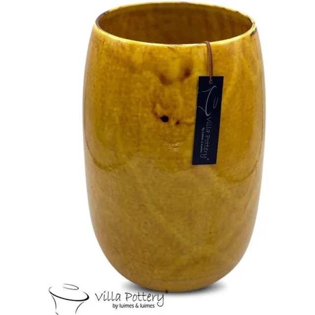 Villa Pottery Tobago gele ovale vaas, B27xD18xH35 geel